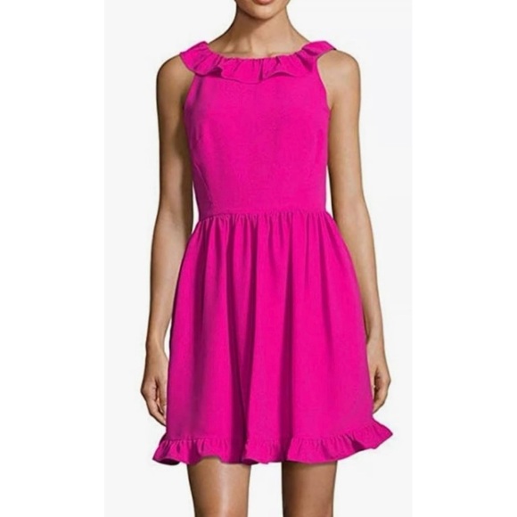 Kate Spade Dresses Kate Spade Ruffle Back Dress Hot Pink Sleeveless Size 10 - Picture 1 of 2